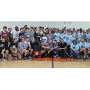 JCC basketball players on the court